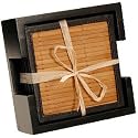 Thirstystone Bamboo Coaster Set with Wood Holder 6 Coasters Included