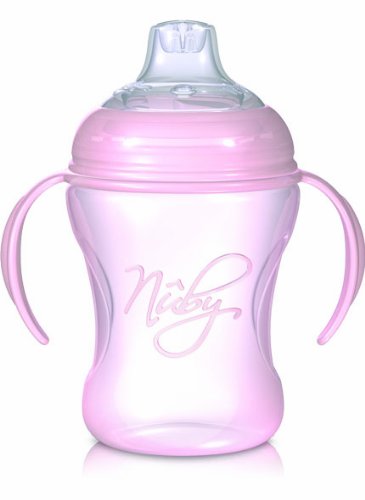 Nuby NT69001 - Bicchiere antigoccia Softflex (TM) Natural Sipper (TM) da 240 ml, beccuccio in morbido silicone, per bambini dai 6 mesi in su, colore: Rosa