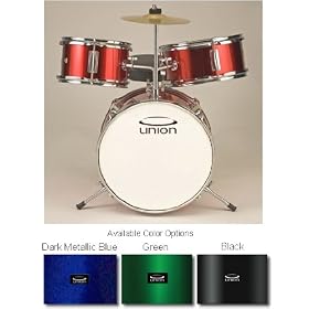 Union 3 pc. Junior Kids Drum Set UT3 *METALLIC RED Complete with Seat, Sticks, Pedal (for 3-5 yrs... by 