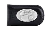 NCAA Clemson Tigers Black Crocodile Leather Magnet Concho Money Clip, One Size
