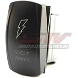 STV Motorsports&reg; Laser Blue Rocker Switch POWER 20A 12V On/off LED Light