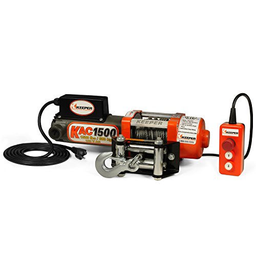 Keeper KAC1500 110/120V AC Electric Winch with Hand Held Remote 1500