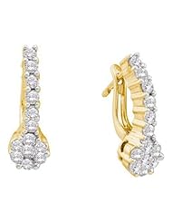 1 cttw 14k Yellow Gold Diamond Flower Drop Earrings (Real Diamonds: 1 cttw)