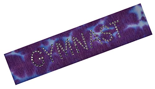 GYMNAST Rhinestone Cotton Stretch Gymnastics Headband (Purple Tie Dye)