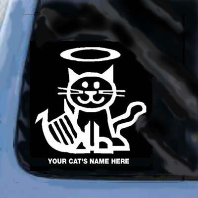 PET CAT (Kitty) MEMORIAL PERSONALIZED Vinyl Sticker/Decal (Death,Grieving)
