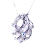 Silver Tone Necklace with Swirl Pendant Adorned Fashion Jewelry
