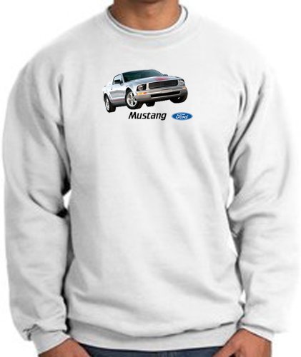 Ford Cars FORD MUSTANG Classic Automotive Adult Sweatshirt – White, Large