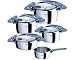 Fissler 1611505000 Topfset Intensa 5-teilig, blaue Griffe silber