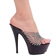 Women's Black Platform Slide 6 Inch Pointed Stiletto Sandal Shoe