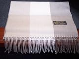 Ivory & Taupe Plaid 100% Cashmere Scarf