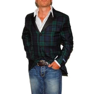 Polo Ralph Lauren Mens Wool Blazer Sport Coat Tuxedo Style Navy Green Plaid Tartan Jacket... by Polo Ralph Lauren