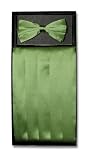 SILK Cumberbund & BowTie OLIVE GREEN Men's Cummerbund & Bow Tie Set
