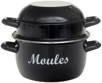 Enamel Mussel Pot with Lid for Shells - 7" by ICD