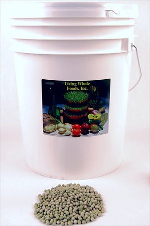 41OidXDFzoL._SL500_ 35 Lbs Green Pea Sprouting Seed - Certified Organic - 35 Lb. Nitrogen Packed Re-sealable Bucket - High Germination Rate - When Exposed to Light They Grow Green & Rich with Chlorophyll. Dried Green Peas for Sprouting Sprouts, Garden Planting, Cooking, Soup, Food Storage, Hydroponics, or Vegetable Gardening: Rich in Chlorophyll & Vitamins. They Make a Zesty Addition to Sprout Salads.