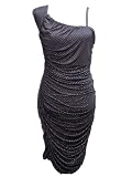 Plus Size One Shoulder Grey Polka Dot Delightful Dress
