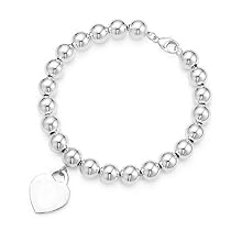Sterling Silver Heart Tag Bead Bracelet