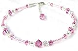 October Rose Sterling Silver Anklets - Handmade Adjustable Beaded Birthstone Ankle Bracelets