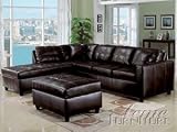 Espresso Bonded Leather Match Tufted Sectional Set By Acme