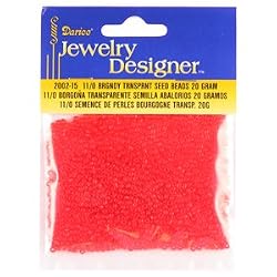 11/0 Glass Seed Beads, Transparent Red, 20 Gram Pkg