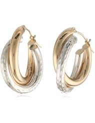 Bonded 14k Yellow Gold and Sterling Silver Two-Tone Hoop Earrings
