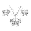 Sterling Silver CZ Pave Butterfly Necklace and Earring Set
