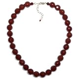 14k Yellow Gold Filled 12mm Faceted Carnelian Bead Necklace, 16