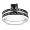 Sterling Silver 1 CT TDW Black Diamond Black Rhodium Plated Bridal Set Ring