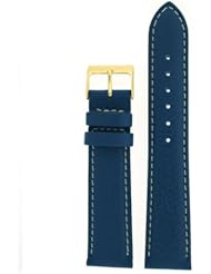 Watch Band Genuine Soft Leather Navy Blue Padded Stitched 22 millimeter