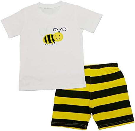 Cockel Little Boys Girls "Bumble Bee" Short Pajama Set 2 Piece 100% Cotton (3T)