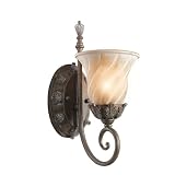 Kichler Lighting 42516LZ Sarabella 1-Light Wall Sconce, Legacy Bronze with Wispy Umber Crackle Glass