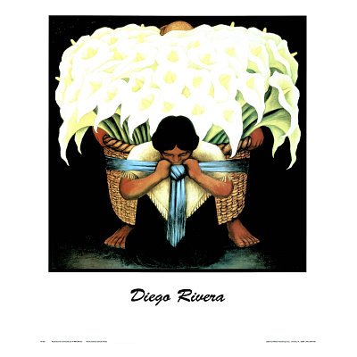 Lady W/ Basket of Lillies Diego Rivera ART PRINT POSTER - 13x19