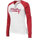 Majestic Philadelphia Phillies Ladies League Special Long Sleeve Premium T-Shirt - White-Red (Small)