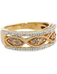 18k Gold Plated Sterling Silver Champagne and White Diamond Ring (1/3 Cttw, I-J Color, I2-I3 Clarity)