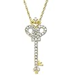 14k White or Yellow Gold Diamond Heart and Key Pendant (1/10 cttw, I-J Color, I2-I3 Clarity)