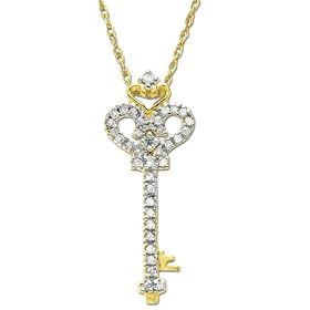 14k Choice of White or Yellow Gold Diamond Heart and Key Pendant (1 10 cttw,... by Amazon.com Collection