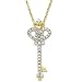 14k Yellow Gold Diamond Heart and Key Pendant (1/10 cttw, I-J Color, I2-I3 Clarity)