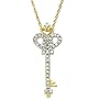 14k Choice of White or Yellow Gold Diamond Heart and Key Pendant (1/10 cttw, I-J Color, I2-I3 Clarity)