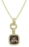 14k Yellow Gold Smoky Topaz and Diamond Pendant by Duneier of NY