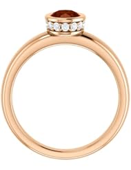 18K Rose Gold 7.00x5.00mm Oval Cut Mozambique Garnet and Diamond Ring -- LIFETIME WARRANTY