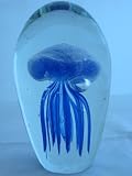 Glass Jellyfish Paperweight 6" Blue Color (Glow in Dark) - Jelly Fish Paper Weight