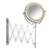 Wenko - Miroir cosm�tique mural T�lescope Brolo, r�glable en hauteur, orientable, � DEL, 300%, chrome, miroir de � 15 cm, 18,5 x 38,5 x 45 cmpar Wenko