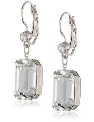 1928 Jewelry "Bridal Crystal" Silver-Tone Swarovski Crystal Square Drop Earrings