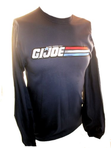  G.I. Joe (GI Joe) Mens Long Sleeve T shirt - Classic 80s Cartoon Logo on Blue