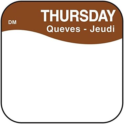 DayMark 1100374 DissolveMark .75" Thursday Day Square - 1000 / RL