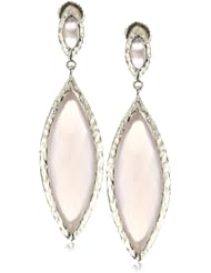 Dyanne Belle "Marquise Earrings Collection" 14k Yellow Gold Rose Quartz Grande Marquise Post Textured Earrings