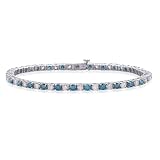 14k White Gold Blue and White Diamond Bracelet (3 cttw), 7