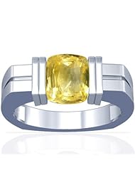 18K White Gold Cushion Cut Yellow Sapphire Solitaire Ring