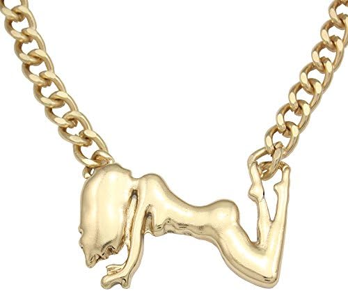Gold Sexy Dancing Babe Girl Body Statement Choker Collar Chain Party Necklace,17"