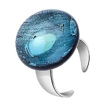 Akuamarina Ring aus Muranoglas und Sterling Silber blau