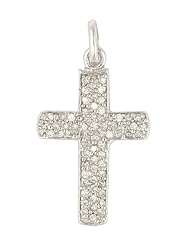 Sterling Silver Cross Pendant with Micro-Pave Set Cubic Zirconias